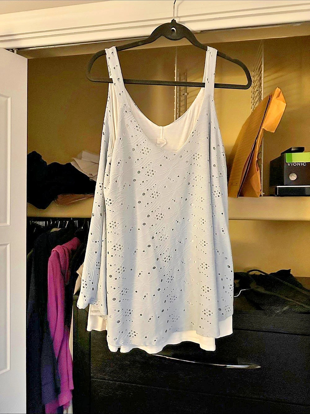 White Eyelet Tank Top Size XL